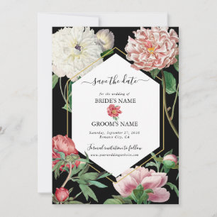 Aquarellfarbene Rosa-Peonies-Blume Hochzeiten Schw Save The Date
