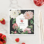 Aquarellfarbene Rosa-Peonies-Blume Hochzeiten Schw Serviette (Beispiel)