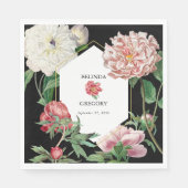 Aquarellfarbene Rosa-Peonies-Blume Hochzeiten Schw Serviette (Vorderseite)