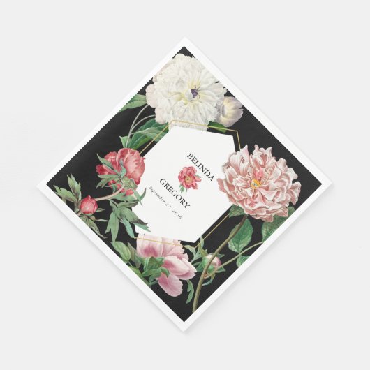 Aquarellfarbene Rosa-Peonies-Blume Hochzeiten Schw Serviette (Ecke)