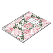 Aquarellfarbene rosa Peonies Blumenmuster Chic Cus Notizblock (Linke Seite)