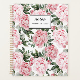 Aquarellfarbene rosa Peonies Blumenmuster Chic Cus Planer
