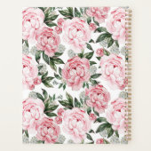 Aquarellfarbene rosa Peonies Blumenmuster Chic Cus Planer (Rückseite)