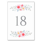 Aquarellfarbene Rosa Peonys und Eukalyptus-Tischnu Tischnummer (Rückseite)