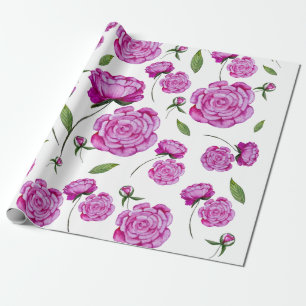 Aquarellfarbene Rosa-Pfannenbäume toben Tasche run Geschenkpapier