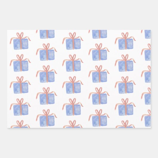 Aquarellfarbene rosa Präsente & Ornamente Geschenkpapier Set (Vorderseite 3)