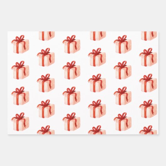 Aquarellfarbene rosa Präsente & Ornamente Geschenkpapier Set (Vorderseite)