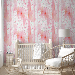 Aquarellfarbene rosa Streifen und Spritzer Tapete