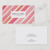 Aquarellfarbene rosa Streifen Visitenkarten Visitenkarte (Vorne/Hinten)
