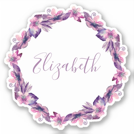 Aquarellfarbene Rosa und violette Blumen. Botanisc Aufkleber (Vorderseite)