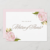 Aquarellfarbene rosa Zinnspitzen sind meine Matron Einladung (Vorne/Hinten)