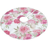 Aquarellfarbene Rosa Zitronen: Blumengeschmack Polyester Weihnachtsbaumdecke (Schrägansicht)