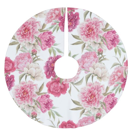 Aquarellfarbene Rosa Zitronen: Blumengeschmack Polyester Weihnachtsbaumdecke (Vorderseite)