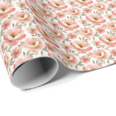 Aquarellfarbene rosafarbene Erdnüsse auf Weiß Geschenkpapier (Rolleneckpunkt)