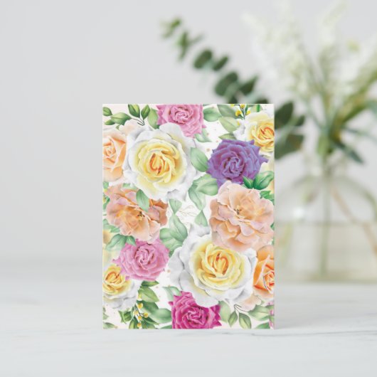 Aquarellfarbene Rose 27 Postkarte (Stehend Vorderseite)