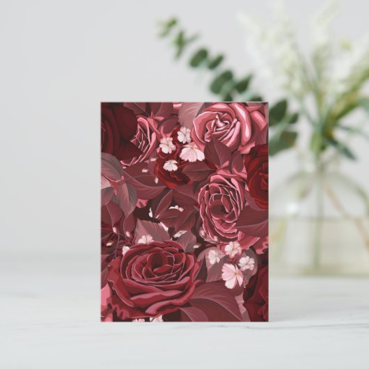 Aquarellfarbene Rose 35 Postkarte (Stehend Vorderseite)