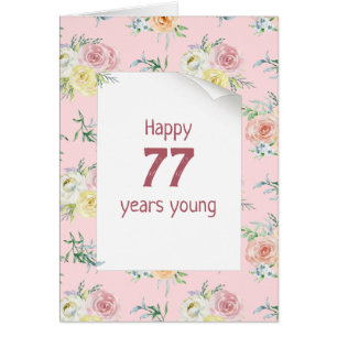 Aquarellfarbene Rose 77. Geburtstag