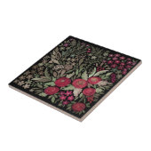 Aquarellfarbene Rose auf schwarzem Hintergrund, Aq Fliese (Seite)