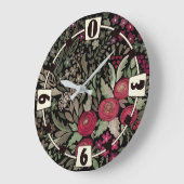 Aquarellfarbene Rose auf schwarzem Hintergrund, Aq Große Wanduhr (Winkel)