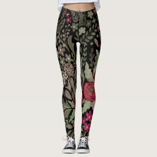 Aquarellfarbene Rose auf schwarzem Hintergrund, Aq Leggings