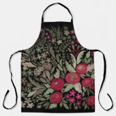 Aquarellfarbene Rose auf schwarzem Hintergrund, Aq Schürze (Vorderseite)