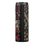 Aquarellfarbene Rose auf schwarzem Hintergrund, Aq Thermosbecher (Rückseite)