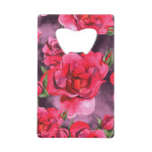 Aquarellfarbene Rose auf Smoky Lila Kreditkarten Flaschenöffner (Rückseite)