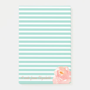 Aquarellfarbene Rose auf Streifen Personalisiert Post-it Klebezettel