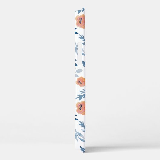 Aquarellfarbene Rose: Blaue Blätter Nahtlos Case-Mate iPhone Hülle (Rückseite / Rechts)