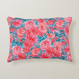 Aquarellfarbene Rose Blumenband Dekokissen