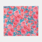 Aquarellfarbene Rose Blumenband Fleecedecke (Vorderseite (Horizontal))