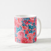 Aquarellfarbene Rose Blumenband Kaffeetasse (VorderseiteRechts)
