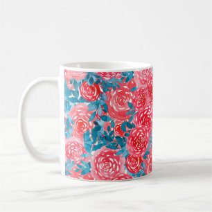 Aquarellfarbene Rose Blumenband Kaffeetasse