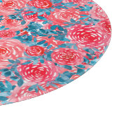 Aquarellfarbene Rose Blumenband Schneidebrett (Ecke)