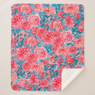 Aquarellfarbene Rose Blumenband Sherpadecke