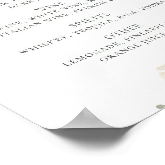 Aquarellfarbene Rose. Blumengetränke Bar Poster (Ecke)