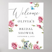 Aquarellfarbene Rose Blumenkohl Brautparty Poster (Vorne)