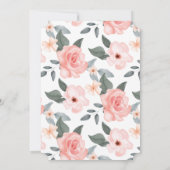 Aquarellfarbene Rose Blumenreath Taufe 1. Geburtst Einladung (Rückseite)