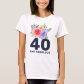 Aquarellfarbene Rose Blumenstrauß Fabulous 40 T-Shirt (Vorderseite)