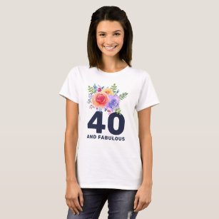 Aquarellfarbene Rose Blumenstrauß Fabulous 40 T-Shirt