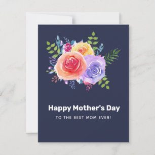 Aquarellfarbene Rose Blumenstrauß Muttertag Feiertagskarte