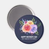 Aquarellfarbene Rose Blumenstrauß Muttertag Magnet (Vorderseite/Rückseite)