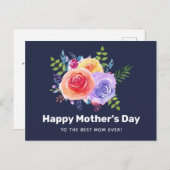 Aquarellfarbene Rose Blumenstrauß Muttertag Postkarte (Vorne/Hinten)