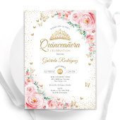 Aquarellfarbene Rose Blush Pink Floral Quinceanera Einladung