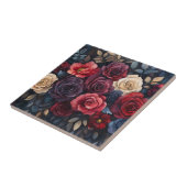 Aquarellfarbene Rose Bouquet Blätter farbenfroh Fliese (Seite)