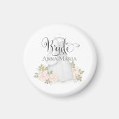 Aquarellfarbene Rose Braut Hochzeitskleid Blütenbl Magnet (Vorne)