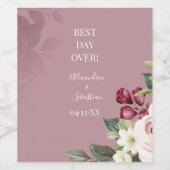 Aquarellfarbene Rose Brautparty Paare Hochzeit Weinetikett (Einzelnes Label)