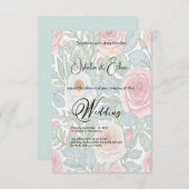 Aquarellfarbene Rose, Einladung zur Hochzeit (Vorne/Hinten)