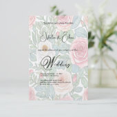 Aquarellfarbene Rose, Einladung zur Hochzeit (Stehend Vorderseite)