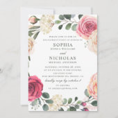 Aquarellfarbene Rose. Elegante Blumenfreunde Einladung (Vorderseite)